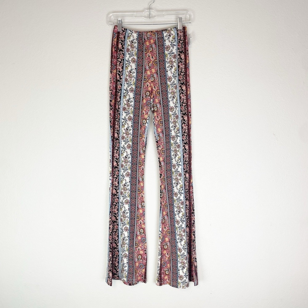 Sky & Sparrow Stretch Pants Small Flare Boho Festival Patchwork Bell Bottoms New